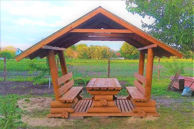 Беседка из оцилиндрованного бревна / Wooden gazebos - YouTube