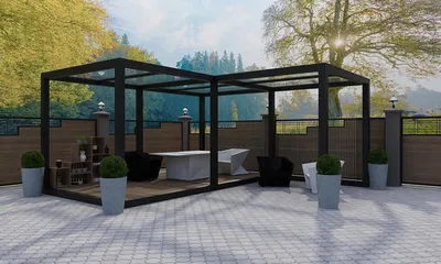 Беседка в стиле хай-тек 2,5х2,5м Modern Gazebo 04 от производителя  Thermowood Production