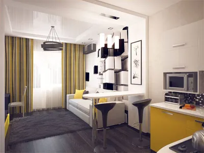 Комфортная кухня в студии площадью 24 кв.м. | Iroom Design