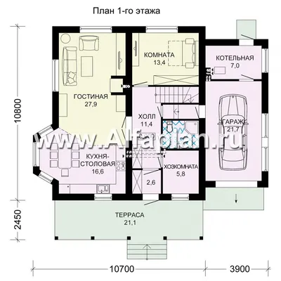 Проект дома из газобетона с большой террасой на втором этаже D178 | Каталог  проектов Домамо