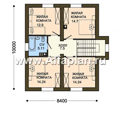 Проект одноэтажного дома с мансардой и террасой 140 м.кв. 68