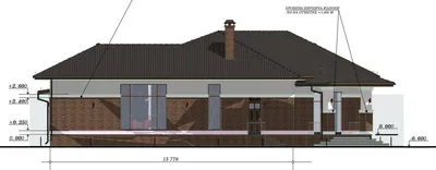 Проект одноэтажного большого дома AS-678 из кирпича с террасой и гаражом