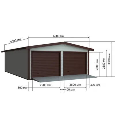 Проект каркасного гаража на две машины AS-2001-8 с хоз. помещением
