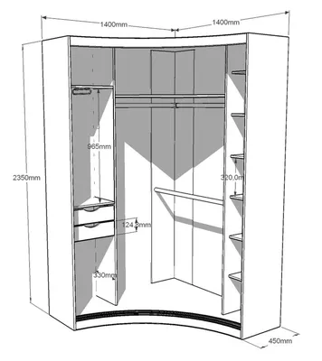 Угловая гардеробная схема с размерами | Угловой шкаф, Макет шкафа, Планы  кухни