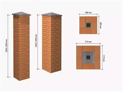 Кирпичные столбы для забора, цена от 9 500 руб.