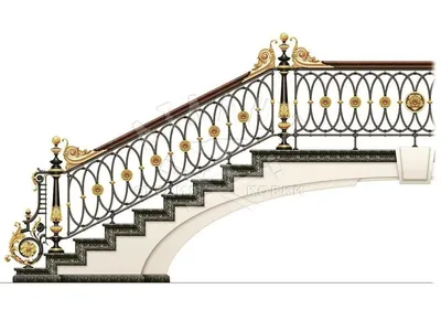 Кованые перила для лестниц П-52 – изготовление и продажа кованых изделий от  профессиональной кузницы в Москве