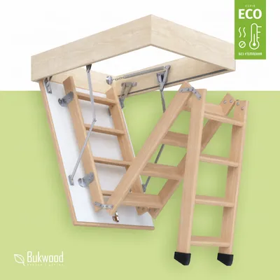 Лестница на чердак, люк без утепления Bukwood ECO Standard (Драбина на  горище) 130*60