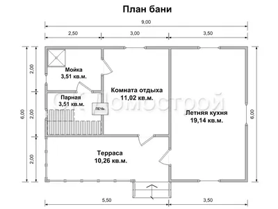 Проект бани с летней кухней под одной крышей - СК Домострой