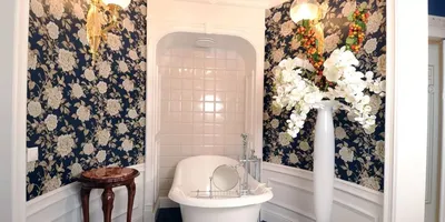 Моющиеся Обои: 210+ (Фото) Кухня/ Прихожая/ Ванная/ Туалет | Bathroom  design, House design, Shabby chic bathroom