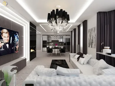 Дизайн гостиной в трехкомнатной квартире в Москве - LUXER Design