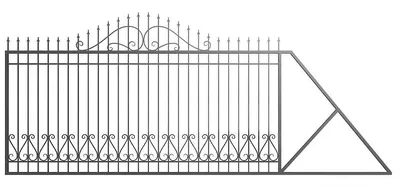 Откатные ворота на винтовых сваях (Профнастил с Ковкой)№28 на заказ