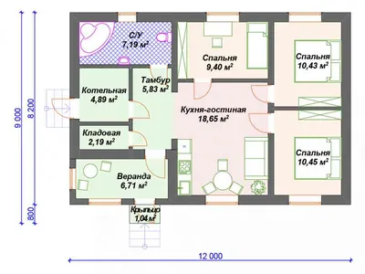 АРМАВИР 97 м2 - проект одноэтажного дома 10х12 с 3 спальнями | Инваполис -  проекты рациональных домов | Дзен