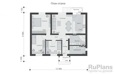 Rg5285 - проект одноэтажного дома 90 м² с тремя спальнями и террасой |  RuPlans - Проекты домов. Частный дом мечты: проектирование и дизайн. Учтём  все пожелания. На вопросы отвечает менеджер компании. | Дзен