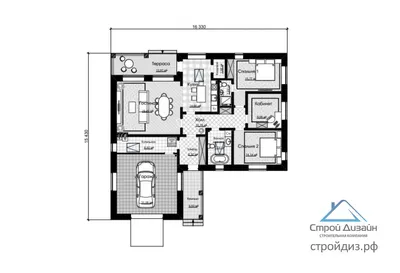 Проект одноэтажного дома, 128,90м2 | Проекты домов и коттеджей