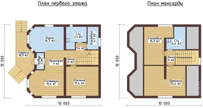 Дом из бруса 8 на 10 с мансардой под ключ — проект, фото и цена