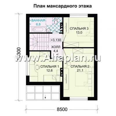 Барн» 643A - современный мансардный дом с боковой террасой: цены,  планировка, фото. Купить готовый проект