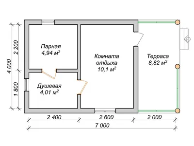 Rg4022 - Эскизный проект одноэтажной бани с камином на террасе