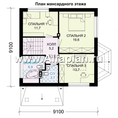 Проект дома с мансардой из газобетона с гаражом