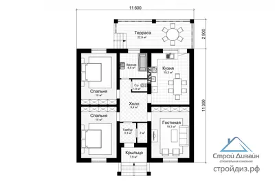 Проект Rg5677 - Проект одноэтажного дома с террасой (86 м2, 13м x11м) -  купить с доставкой по выгодным ценам в интернет-магазине OZON (426332404)