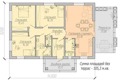 Проект одноэтажного дома со вторым светом и террасой к-189 - Проект дома