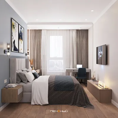 Bedroom - Галерея 3ddd.ru | Серо-голубая спальня, Для дома, Дизайн спален