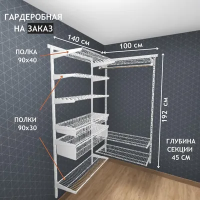 Угловая гардеробная из МДФ при спальне на заказ