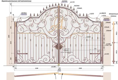 Кованые ворота, калитка с пиками и узорами - Художественная ковка в Тюмени