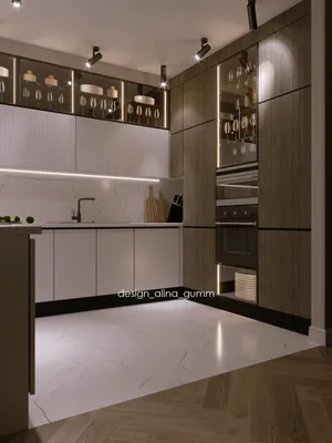 design interior, kitchen, дизайн кухни, дизайн интерьера, шпон, витринные  шкафы, витрина на кухне, современный стиль в инт… | Дизайн кухни, Интерьер,  Интерьер кухни